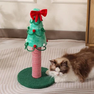 Cat Scratching Post Christmas Tree Decorative Stable Wooden Base Interactive Cat - Picture 1 of 6