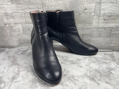 Taryn Rose Boots Women 8.5 M Disa Shoes Black Leather Side Zip Ankle Heel Bootie - Image 1 of 4