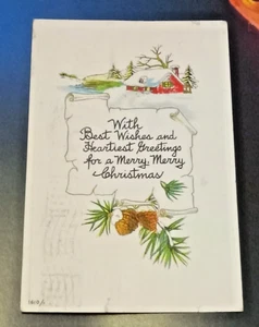 Vintage 1900's Merry Christmas Postcard Landscape embossed - Picture 1 of 3