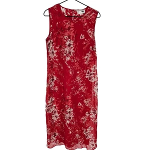 En Focus Studio Womens Sz 12 Maxi Length Sleeveless Floral Dress Red White - Picture 1 of 4
