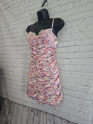 NWT For Love & Lemons Dress Sz M Floral Bustier Gardenia Mini Ruched Coquette  - Image 1 of 4
