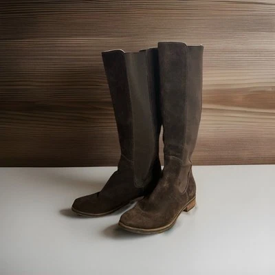 Botas hasta la rodilla altas de jodofur NikeAIR de gamuza marrón oscuro COLE HAAN 7,5 B refuerzo elástico Foto 1 de 4