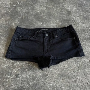 Vintage Y2K Calvin Klein Cut Off Denim Jean Shorts Womens 12 Black Stretch 2" - Picture 1 of 8