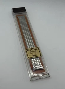 Vintage Bulova Flex Men’s Watch Band Silver Tone Stainless Bracelet NEW NOS - Picture 1 of 3