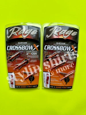 Two Rage CROSSBOW X Slipcam 100 grain Mechanical  2 Blade Broadheads 2" Cut - Image 1 of 2