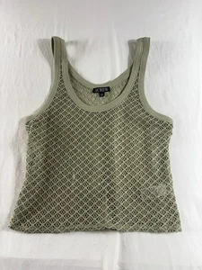 J.Crew Women's Large CA835 Crochet Knit Tank Top Sleeveless Shirt Pale Green - Picture 1 of 12
