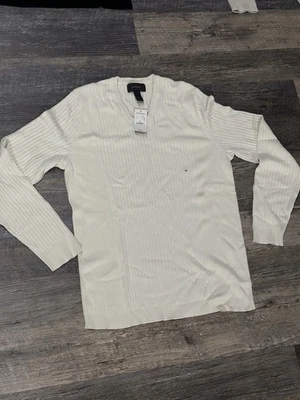 EXPRESS - Men's CREAM WHITE V Neck Sweater Ribbed knit Size MEDIUM - NEW! - Image 1 of 4