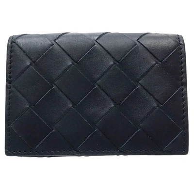 BOTTEGAVENETA INTRECCIATO Pequeña Cartera Cuero Azul Marino Amarillo/181059 Foto 1 de 4