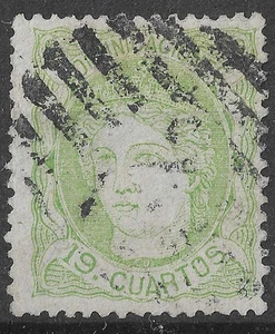 España 1870 Efigie alegórica de España Edifil 114 usado parrilla numerada - Imagen 1 de 2