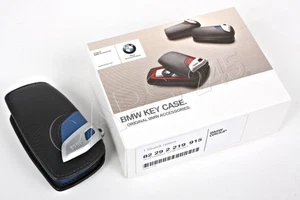 BMW OEM Genuine Key Fob Holder Bag Cover Case Modern line BLUE 1-7 Series X3 - Picture 1 of 4