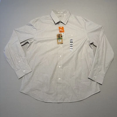 Camisa Dockers Para Hombre Grande Gris Rayas Manga Larga Calce Clásico Defensor de Manchas Foto 1 de 4