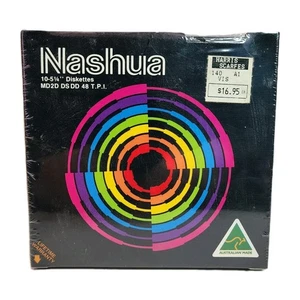 SEALED Vintage Nashua 10 x 5 1/4 Diskettes PC Floppy Disks 5.25 Made AUSTRALIA - Photo 1/7