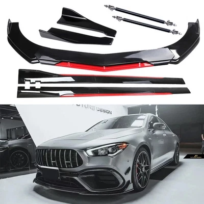 For Mercedes Benz CLA250 CLA45 Front Bumper Lip Splitter Spoiler Glossy Black R - Image 1 of 4
