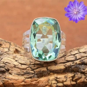 Aquamarine Gemstone 925 Sterling Silver Ring Handmade Jewelry Ring For Gift - Picture 1 of 3