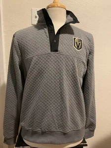 NHL Las Vegas Golden Knights Gray Quilted Sweater Mens Medium 1/4 Button Up New - Imagen 1 de 21