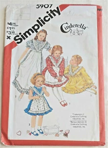 SIMPLICITY 5907 - PATRÓN DE COLECCIÓN SIN CORTAR PARA VESTIDO Y DELANTAL INFANTIL - CENICIENTA - Imagen 1 de 1
