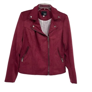 Kut from the Kloth Asymmetrical Suede-look Moto Jacket Coat Women's Size M Zip - Picture 1 of 10