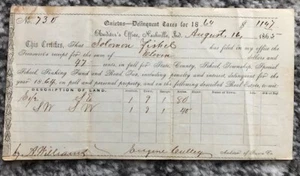 Civil War Real Estate Invoice Receipt Solomon Fishel August 16, 1965 Nashville - Picture 1 of 6