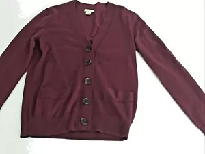 J Crew Gr. XS aubergine Merinowolle/Acrylmischung Strickjacke Pullover vorne Knopf - Bild 1 von 7