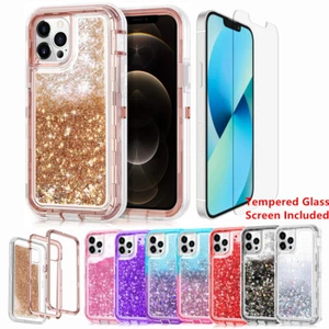 Shockproof Glitter Case For iPhone 15 14 13 12 11 Pro Max XR X 8 Plus w/Screen - Picture 1 of 18