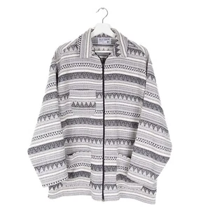 Camicia funky tessuto nero/bianco nastro blu zip XLARGE uomo manica lunga - Foto 1 di 11