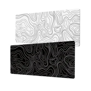 Topographic Mouse Pad Mat Gaming Large Long Extend Black/White Mousepad Big - Picture 1 of 21