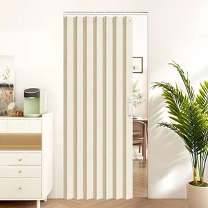 Closet Curtains, Accordion Style Door Curtains for Doorways, Pleated Folding Doo - Picture 1 of 8