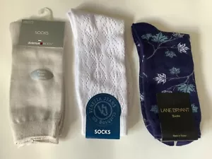 3 PAIRS WOMENS QUEEN SIZE SOCKS * NWL * AUTUMN LEAVES * LANE BRYANT * BAMBOO - Picture 1 of 2