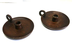 CORNWALL WOOD PRODUCTS Chamberstick Candle Holder with Finger Hold - Picture 1 of 8