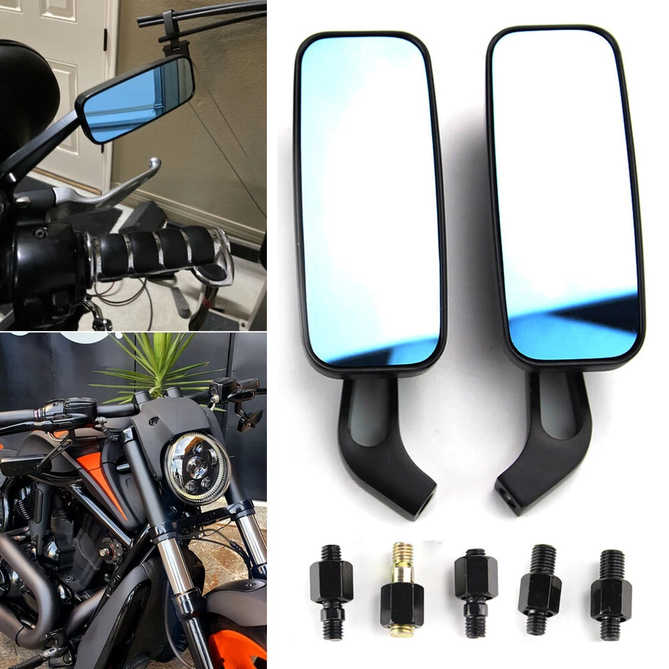 Motorcycle Rectangle Mirrors For Harley Touring Cruiser Bobber Chopper Softail - Image 1 of 4