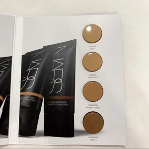 NARS Pure Radiant Tinted Moisturizer SPF 30 4-Shade Sampler Card Bubbles NEW - Picture 1 of 1