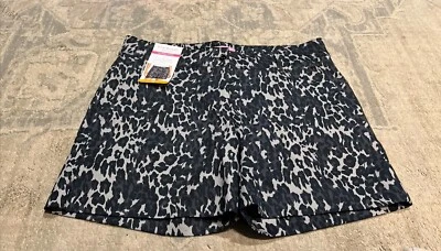 Nuevos Pantalones Cortos Isaac Mizrahi New York Para Mujer Talla 12 Estampado Leopardo Gris Azul Foto 1 de 4