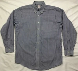 Camicia elegante uomo Brooks Brothers con bottoni 16 blu a righe B3 - Foto 1 di 9
