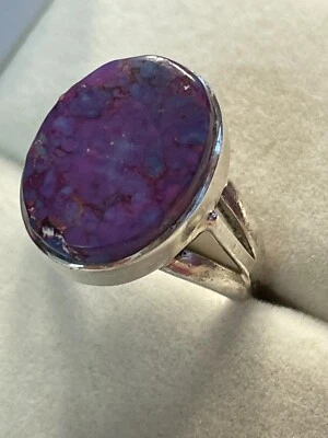 Purple Copper Turquoise Ring size 6 in .925 Silver VGC - Image 1 of 4