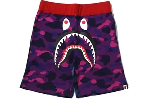 BAPE A BATH APE Crazy Camo Shark Sweat Shorts lila Größe XXL authentisch Japan - Bild 1 von 5
