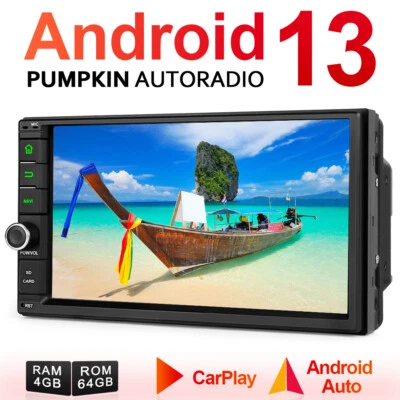 Pumpkin 4GB 64GB 7"Android 13 Autoradio GPS Navi 2 DIN Bluetooth DAB Carplay USB - Bild 1 von 4