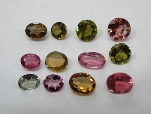 Natural Loose Tourmaline Multi Color Lot 12pc 3.5-5mm Size Oval/Round Clean - Picture 1 of 3