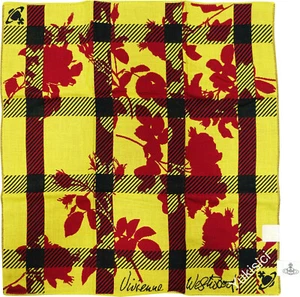Vivienne Westwood Gauze Handkerchief Climate Revolution Floral Orb Check 40cm - Picture 1 of 3