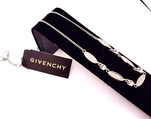 Collana Statement Givenchy Designer Di lusso Cristallo Pavimentata Argento