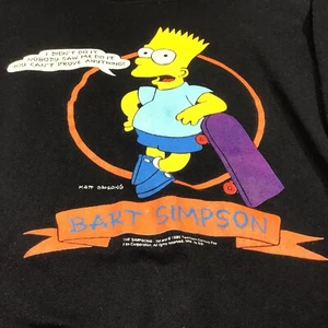 Vintage 1990 Bart Simpson Sweatshirt Black Medium SSI Matt Groening Crew Neck - Picture 1 of 16