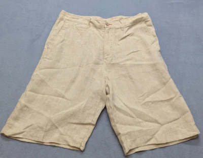 Tommy Bahama Shorts Men's 34 Beige Striped 100% Linen Golf Casual Preppy Summer - Image 1 of 4