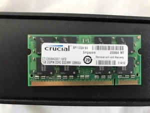 1 x 1GB 200 pin DDR2 - 667 CL5 Crucial Laptop Ram Memory - Picture 1 of 2