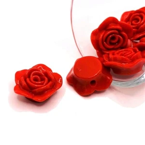 4, 20 or 50 pcs Red Acrylic Rose Beads, Bubblegum Charm - US Seller - RD658 - Picture 1 of 4