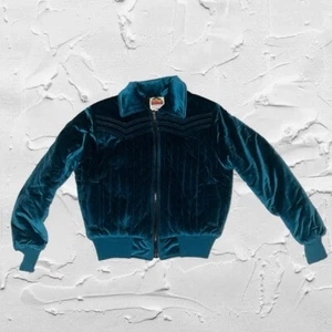 Vintage Velours Damen Jacke Miller Oberbekleidung Denver CO Größe 12 Medium türkisblau - Bild 1 von 4