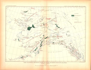 ALASKA , COAL BEARING ROCKS Antique geology map 1902 - Picture 1 of 1