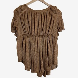 Damen Free People braun Spitze Boho assymetrisch Top Größe Small - Bild 1 von 8
