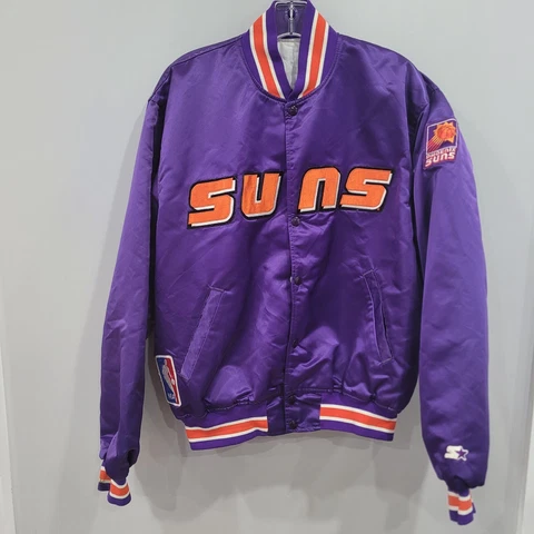 Rare Vintage 90s Starter NBA Phoenix Suns Satin Bomber Jacket Mens L USA EUC Cover