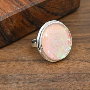 Pink Triplet Opal Gemstone Handmade 925 Sterling Silver Statement Ring Jewelry - Picture 1 of 4