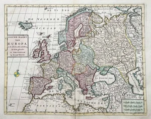 Europa Europa continente continente mapa mapa mapa Tirion 1733 - Imagen 1 de 1