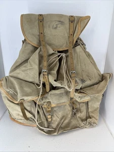 Vintage 50s Sac Lafuma Millet France Tan Canvas Rucksack Outdoor Wanderrucksack - Bild 1 von 6